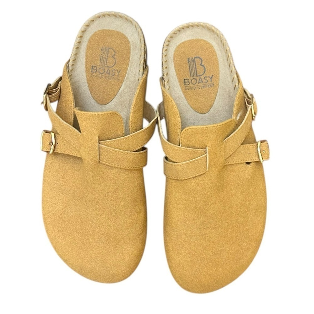 BOASY SUPPLY COMPANY Tampa Cork Suede Clog Padded Comfort Footbed Mink Brown NEW - Picture 3 of 11